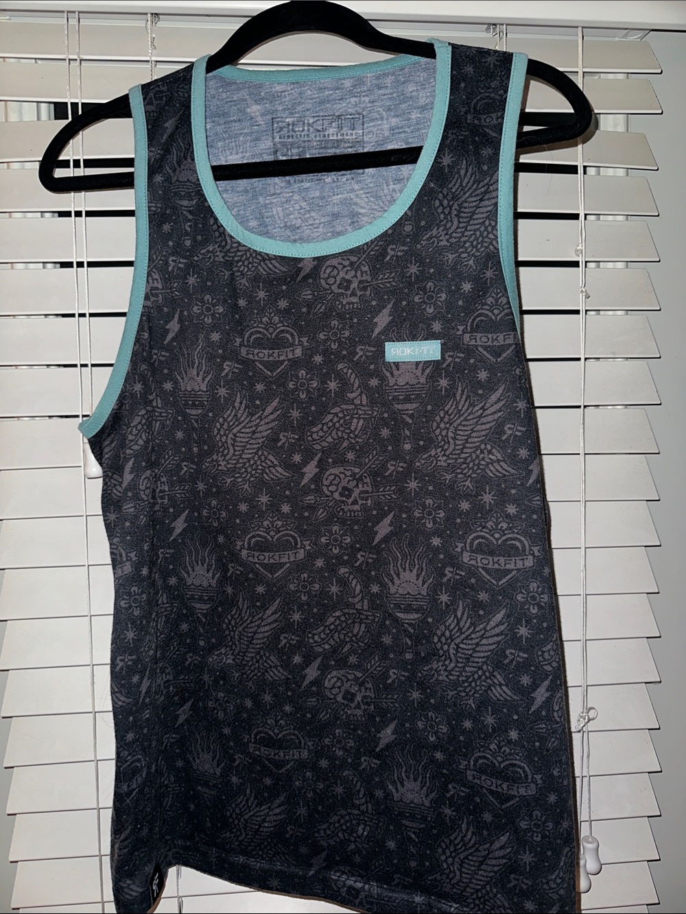 RokFit Men’s Black Tank Top with Teal Trim